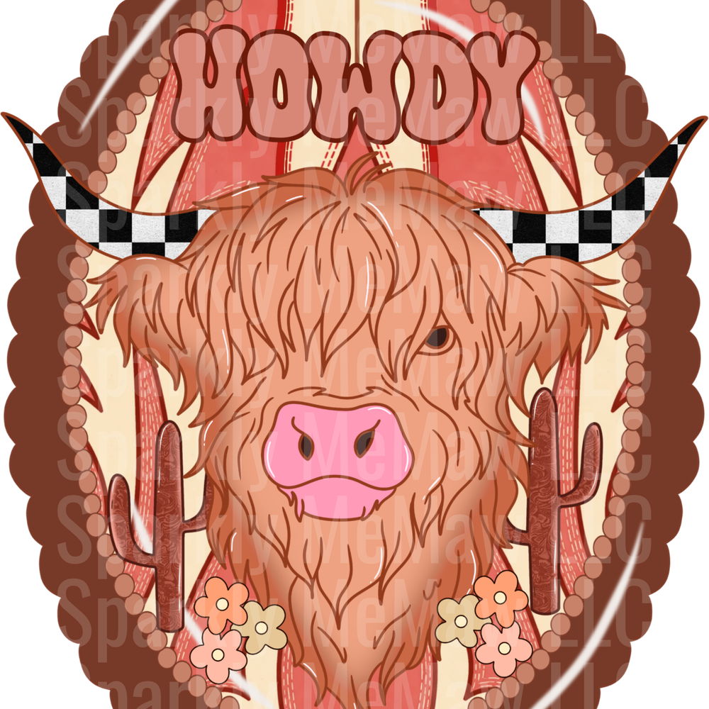 Howdy Cow Frame uv dtf decal