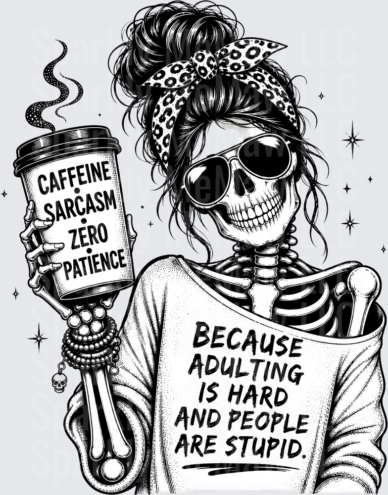Sarcastic Skeleton Coffee Cup UV DTF Decal