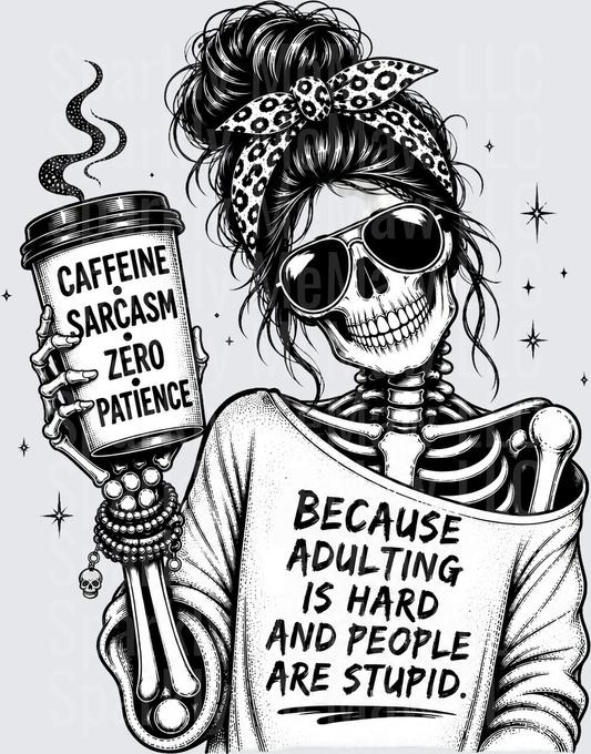 Sarcastic Skeleton Coffee Cup UV DTF Decal