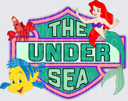 The Little Mermaid Ariel with Sebastian and Flounder Under the Sea DTF Transfer for Fabric