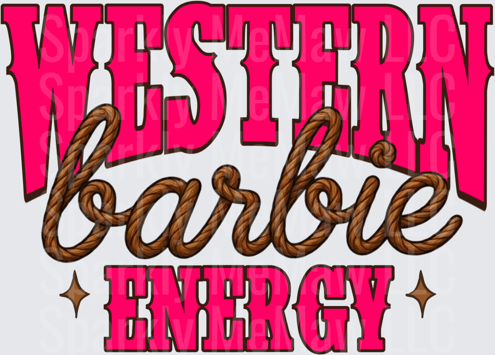Western Barbie Energy Pink Typography with Rope Lettering UV DTF Decal