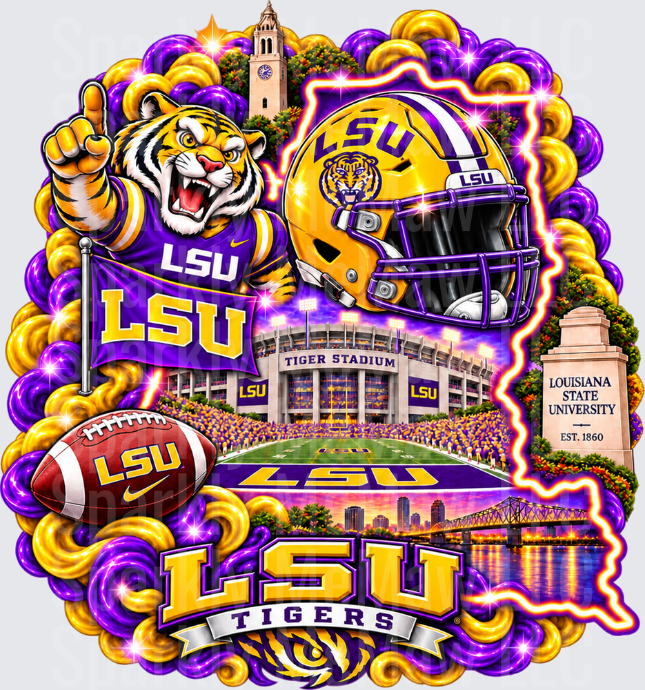 LSU Tigers Spirit Collage UV DTF Decal