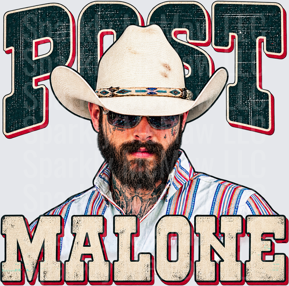 Post Malone Country Western UV DTF Decal