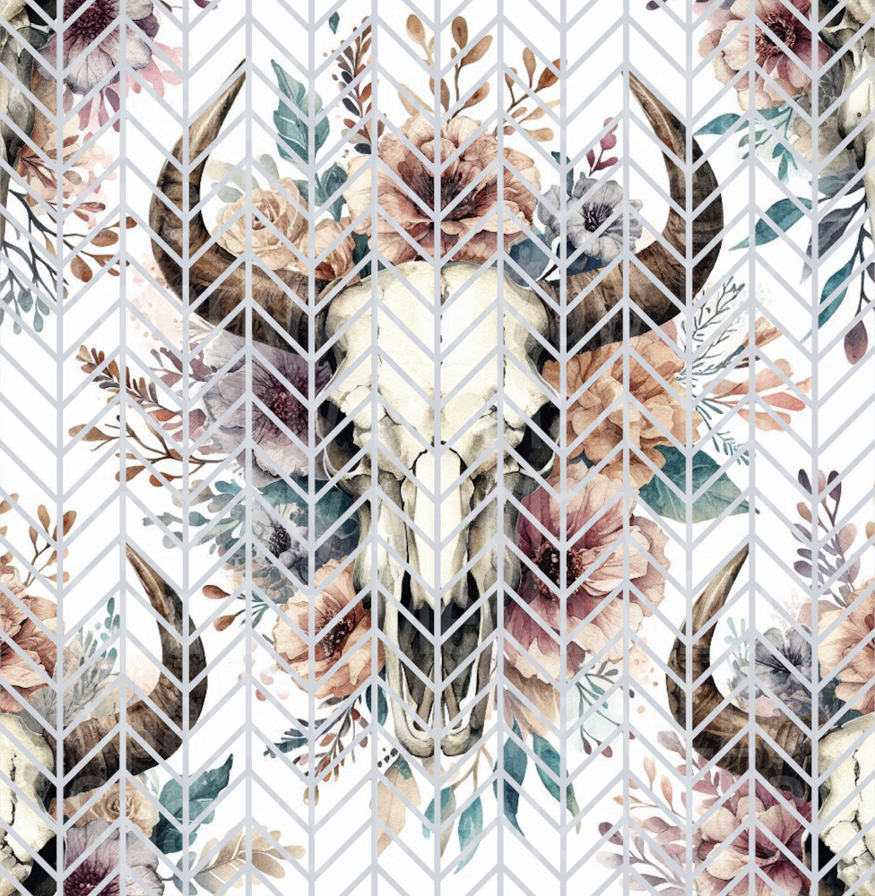 Western Bull Skull 1 10x10  Cut N Stick uv dtf Sheet