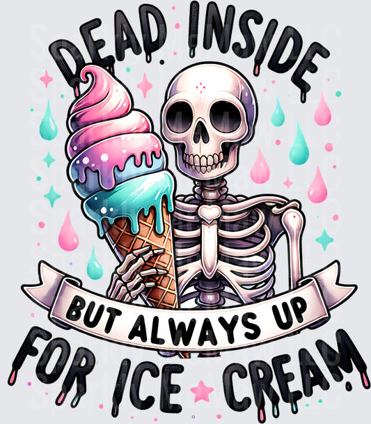 Dead Inside But Always Up For Ice Cream Skeleton UV DTF Decal