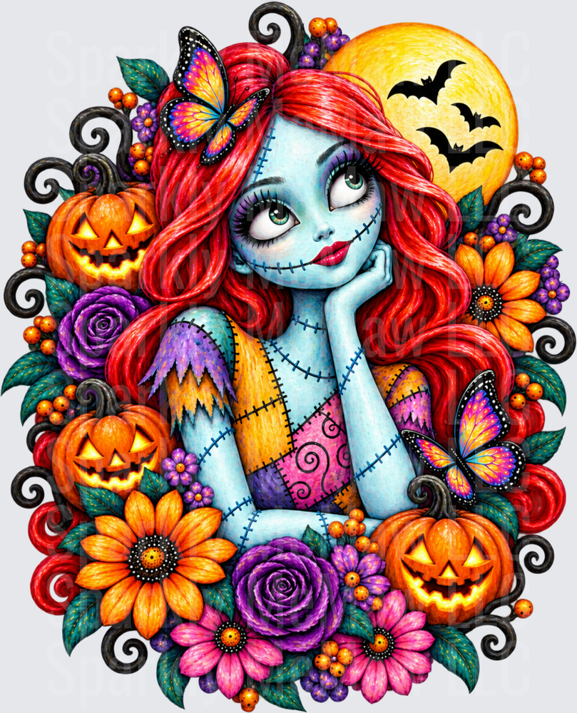 Sally Halloween Floral Moon UV DTF Decal