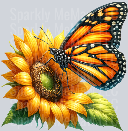 12 Sunflower Butterfly Clip Art UV DTF Decal