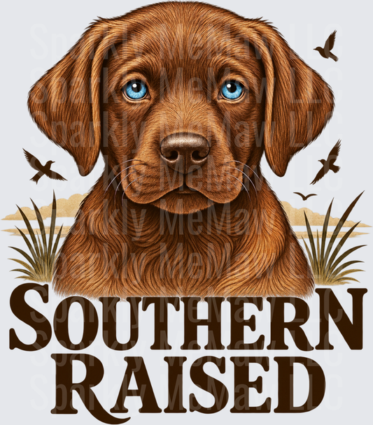 Chocolate Lab Puppy Southern Raised DTF Transfer for Fabrics