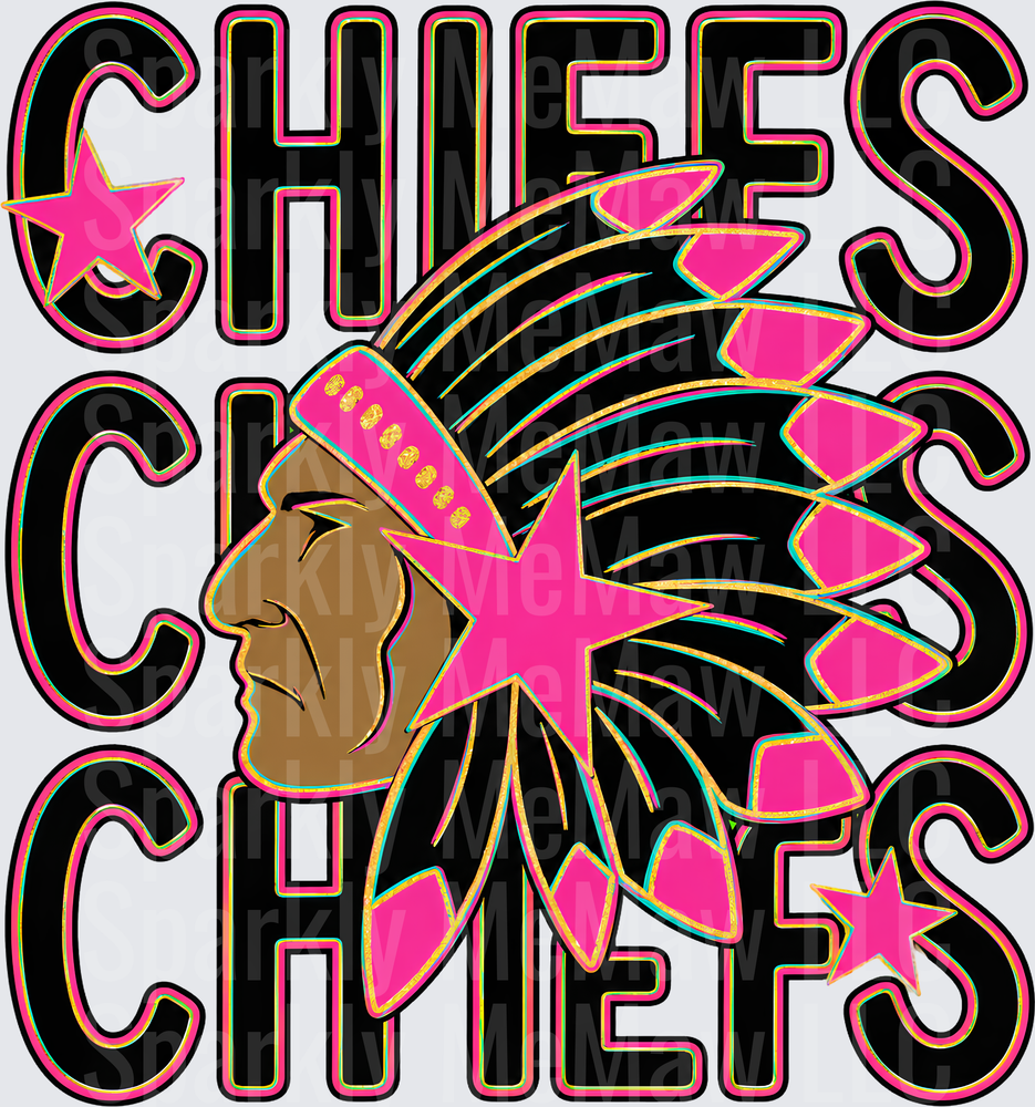 Chiefs Stacked Logo Pink UV DTF Decal