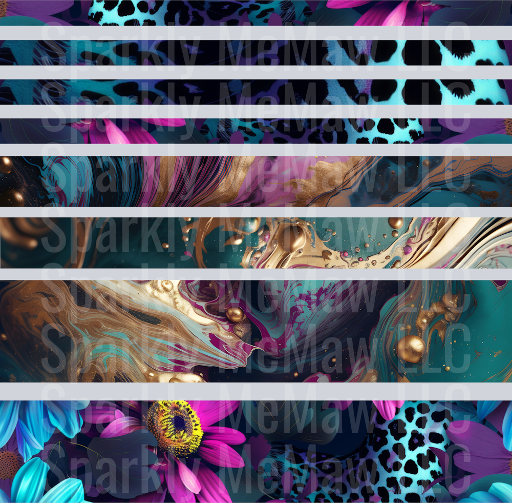 Purple floral leopard sheet 10x10 UV DTF Sheet