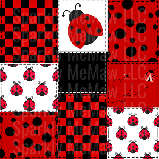 ladybug 10x10 Cut and Stick Patchwork UV DTF Set
