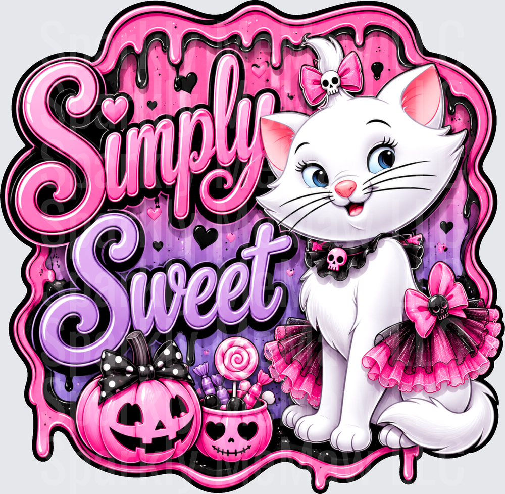 Simply Sweet Halloween Cat UV DTF Decal