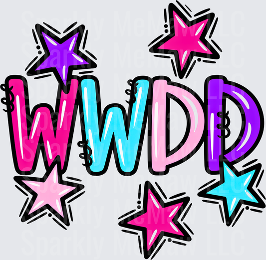 WWDD Bold Colorful Stars UV DTF Decal