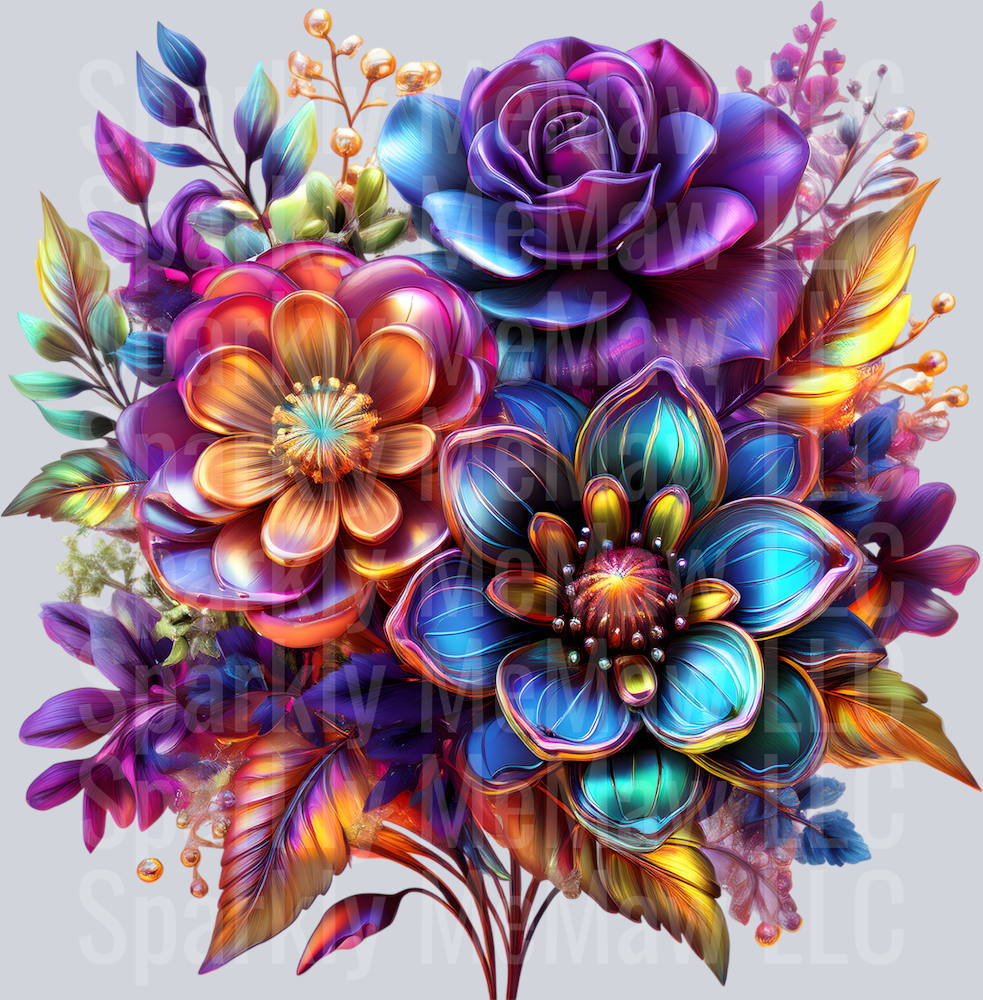 jewel tone floral clipart (74) UV DTF Decal