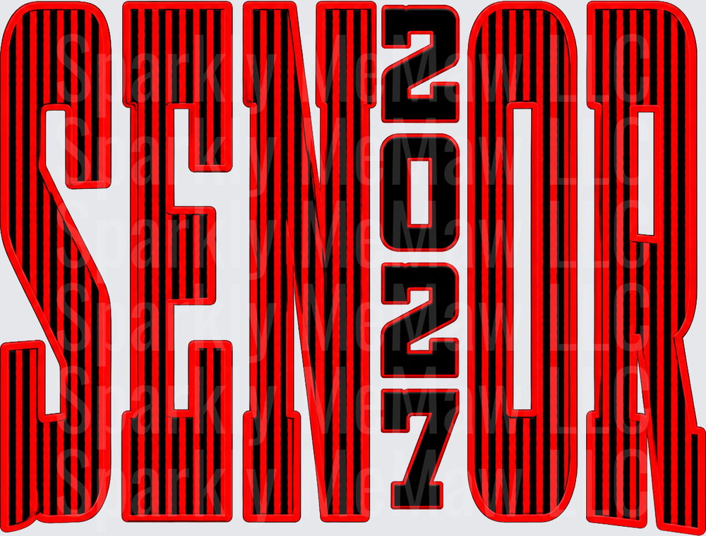 Senior 2027 Bold Stripe Design UV DTF Decal