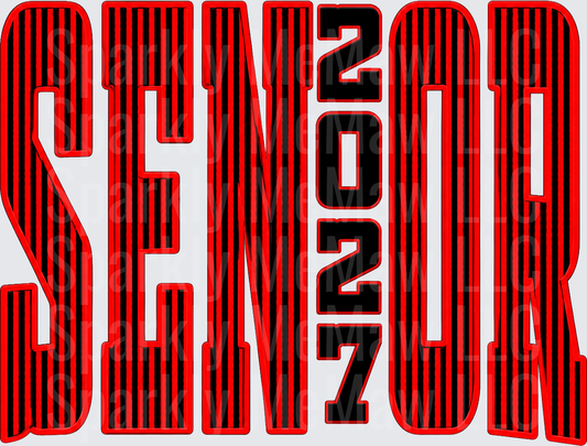 Senior 2027 Bold Stripe Design UV DTF Decal