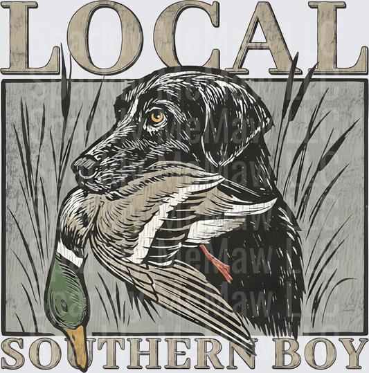 Local Southern Boy Black Lab Duck Hunting Dog Cattail Marsh uv dtf decal