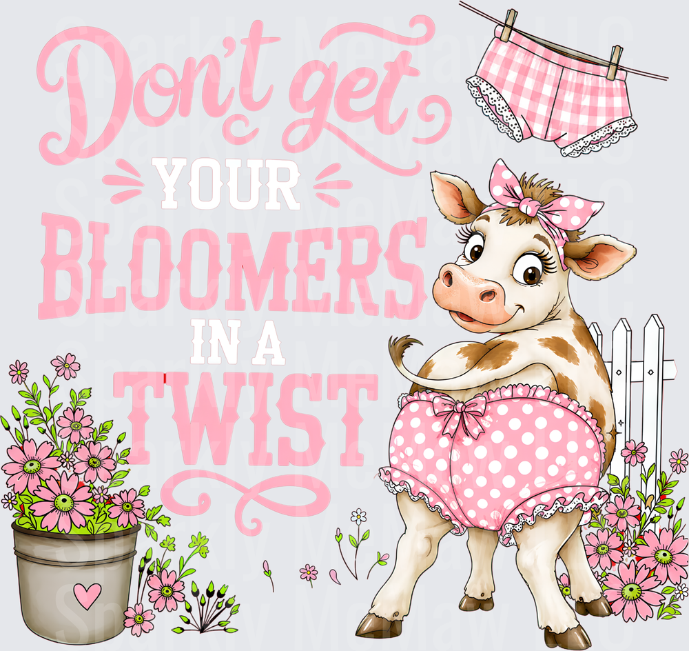 Don't Get Your Bloomers Twisted Cute Cow DTF Transfer
