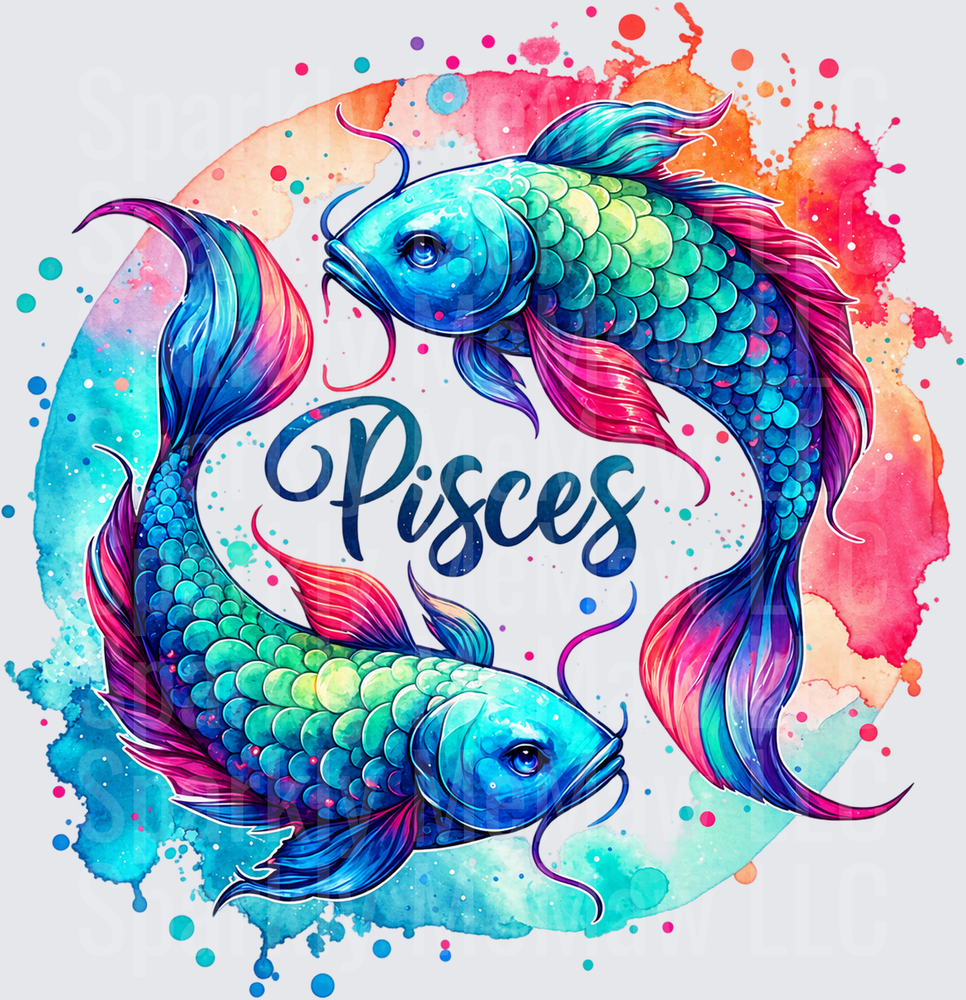 Pisces Zodiac Fish This is a UV DTF DECAL (HARD SMOOTH SURFACE)