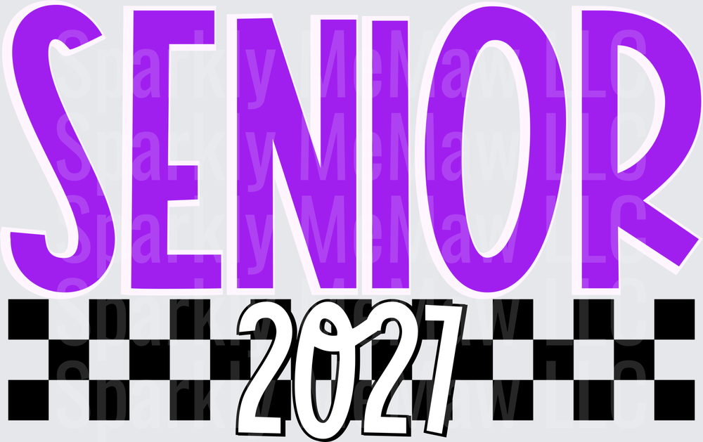 Senior 2027 Purple Checkered UV DTF Decal