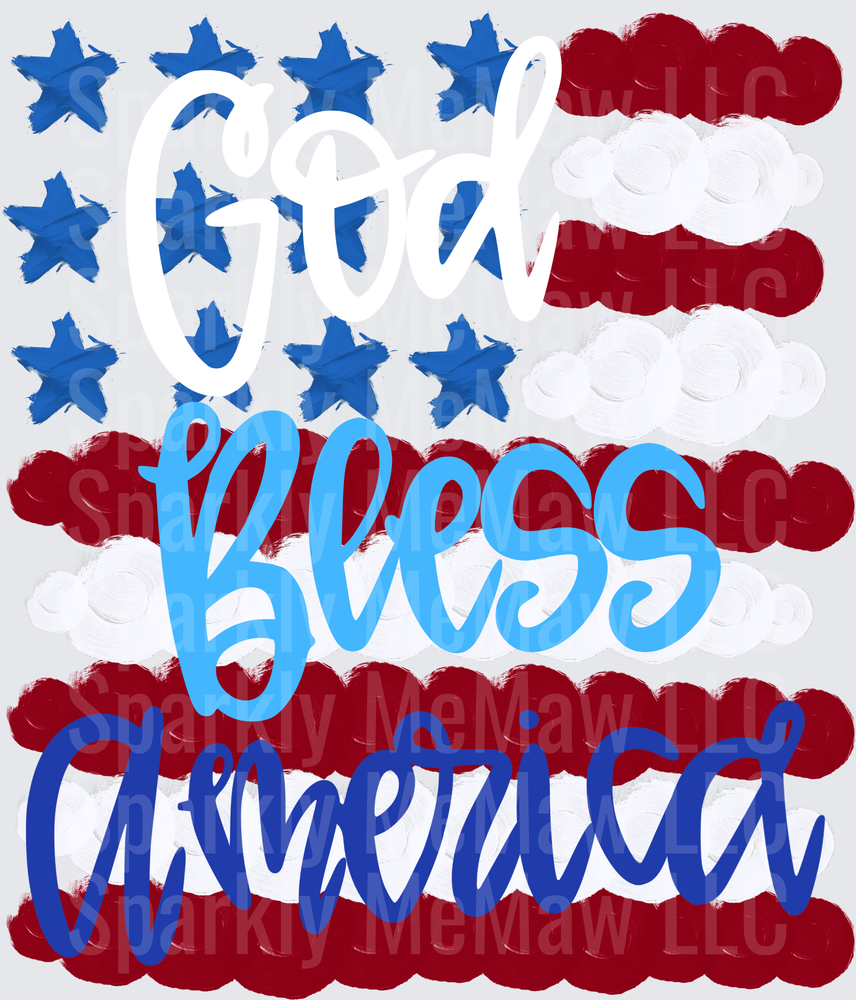 God Bless America Patriotic Flag Design UV DTF Decal