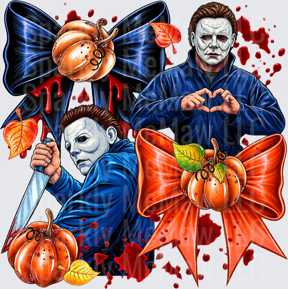 Michael Myers Halloween Pumpkin Bow UV DTF Decal