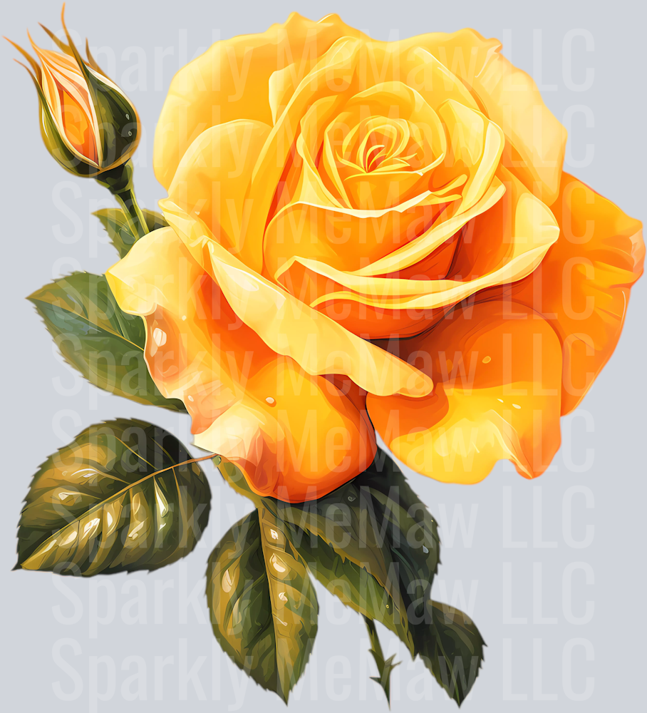 Realistic Yellow rose 4 Clip Art UV DTF Decal