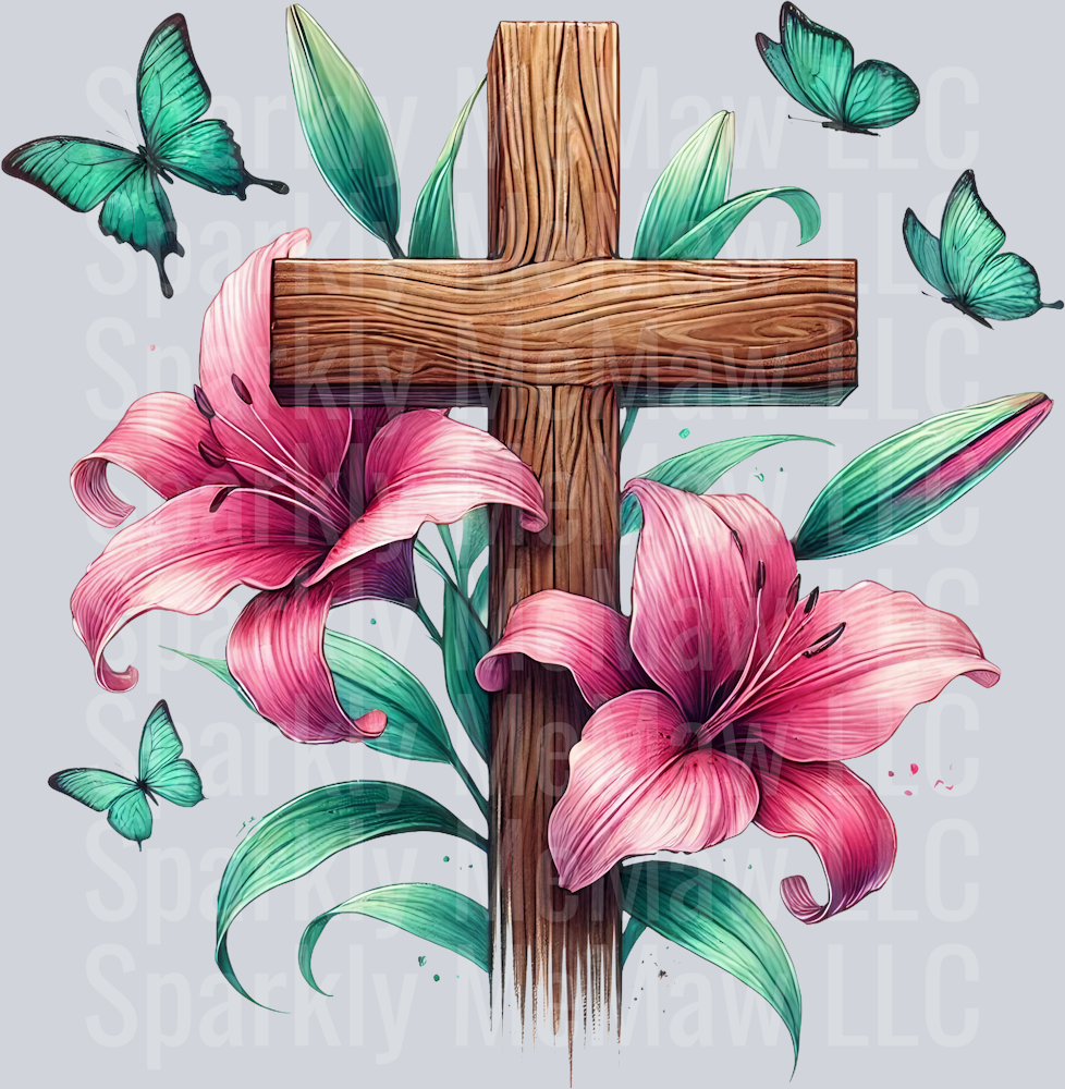 floral cross lilies 6 Clip Art UV DTF Decal