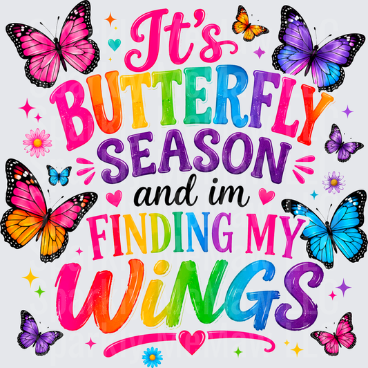 It's Butterfly Season and I'm Finding My Wings Colorful Rainbow UV DTF Decal