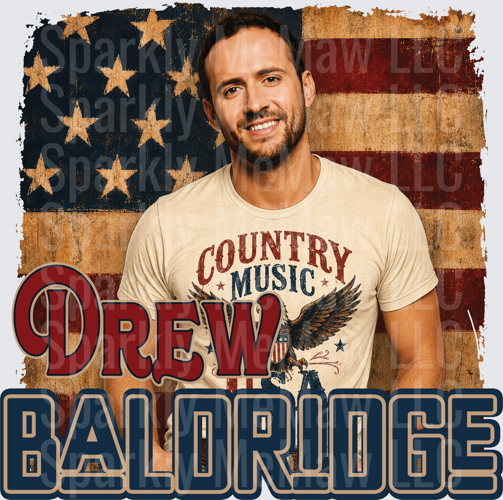 Vintage American Flag Background Country Music Eagle Design DTF Transfer for Fabric