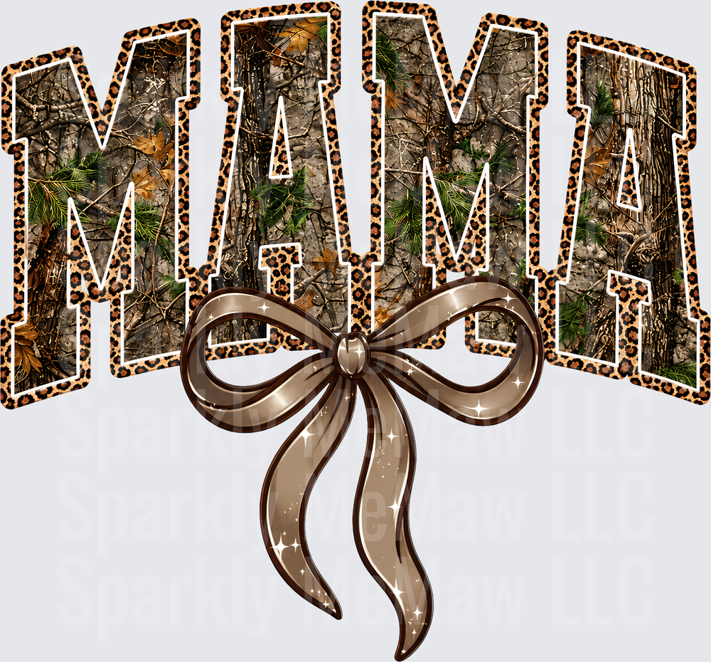 Camo Leopard Mama Bow UV DTF Decal