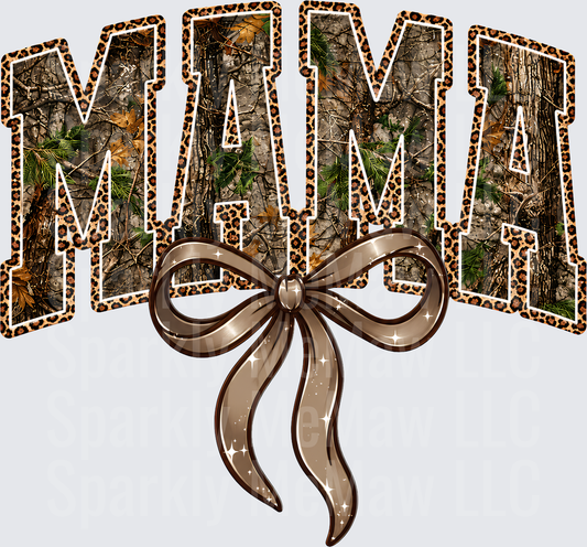 Camo Leopard Mama Bow UV DTF Decal