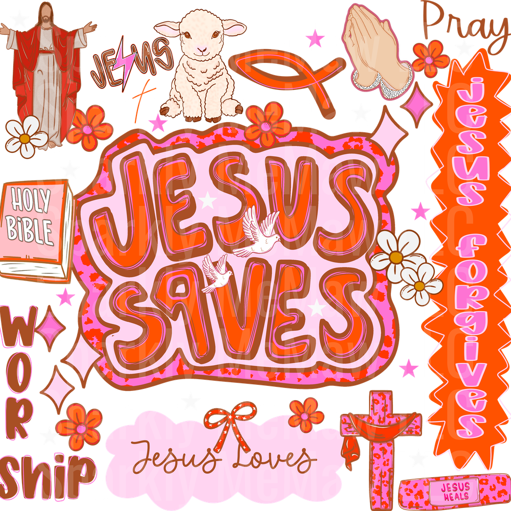 Jesus_Saves_Collage UV DTF Decal