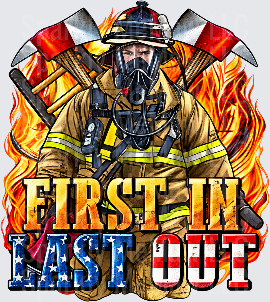 Firefighter First In Last Out UV DTF DECAL (HARD SMOOTH SURFACE)