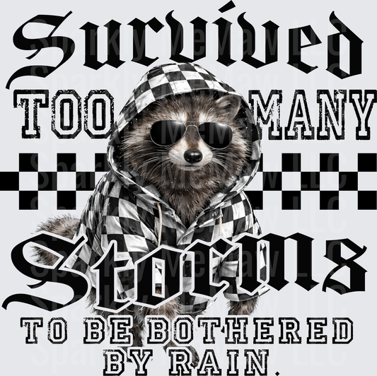 Sloth in Checkered Hoodie Sunglasses Survived Too Many Stocus Quote UV DTF Decal