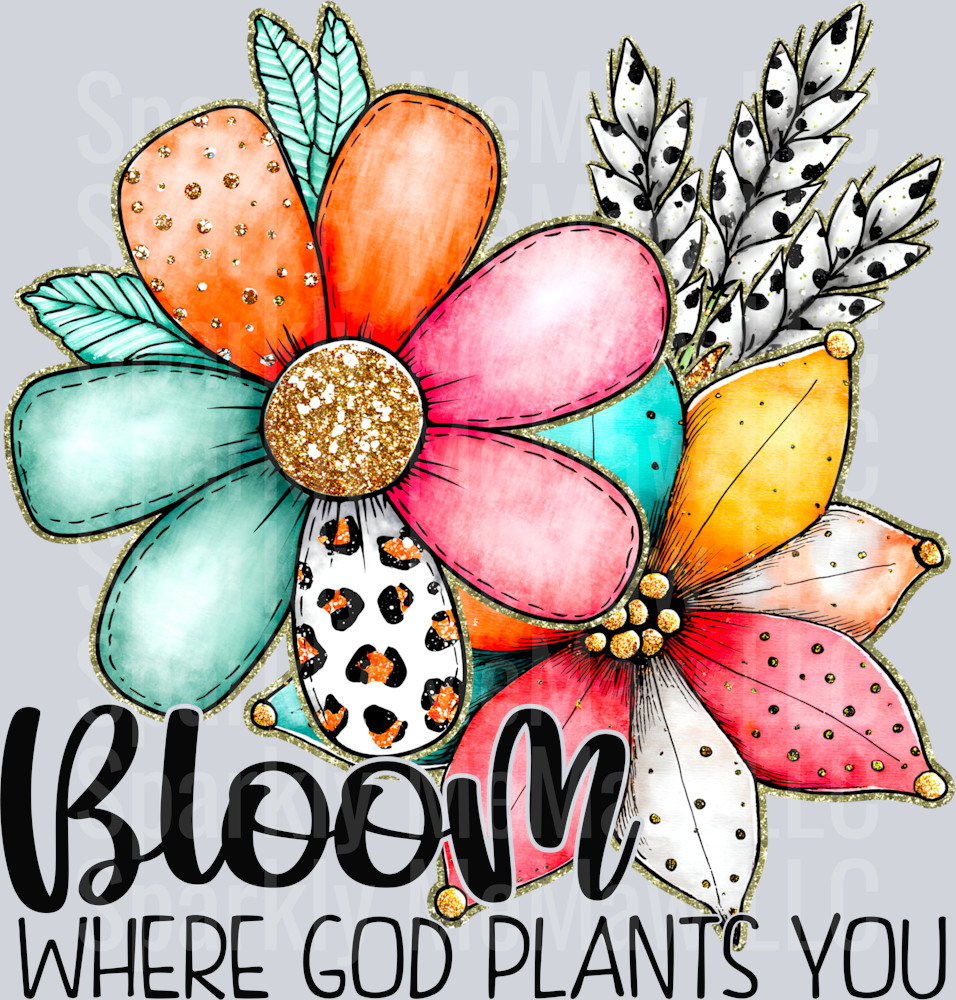 Bloom where God Plants you (black) UV DTF Decal