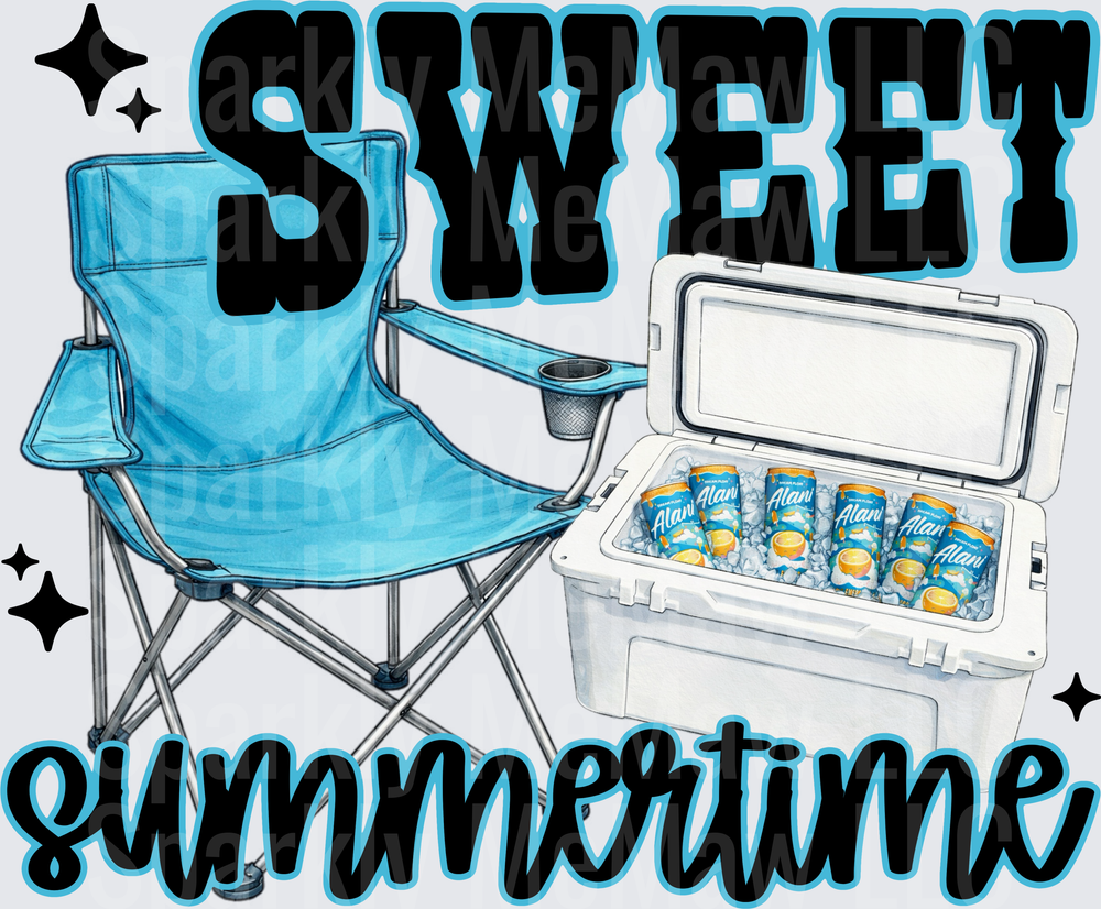 Sweet Summertime Camping Chair and Cooler with Beer Cans