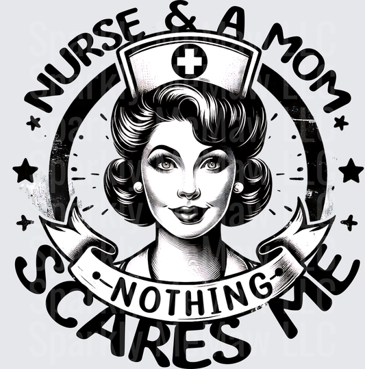 Vintage Pin-Up Nurse Nothing Scares Me Medical Badge Design UV DTF Decal