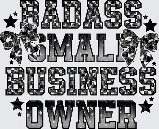 Badass Small Business Owner Black and White Paisley Bow Stars UV DTF Decal