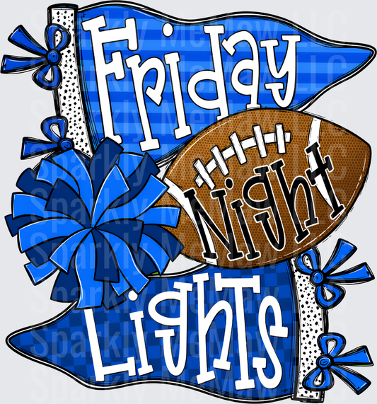 Friday Night Lights Blue Football Pennant Cheerleader Pom Pom uv dtf decal