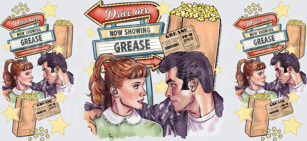 Grease Drive-In Romance Now Showing UV DTF 16 OZ Wrap