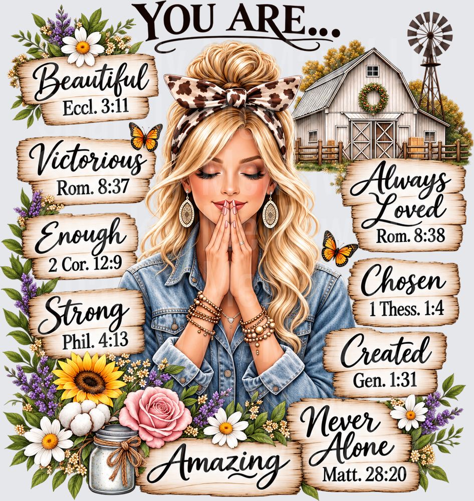 Praying Woman You Are Scripture DTF Transfer for Fabrics