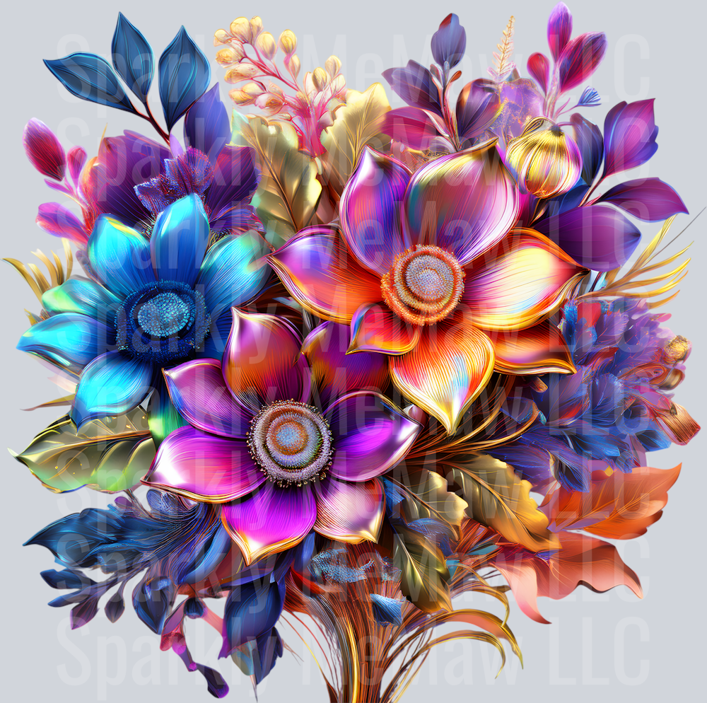jewel tone floral clipart (91) UV DTF Decal