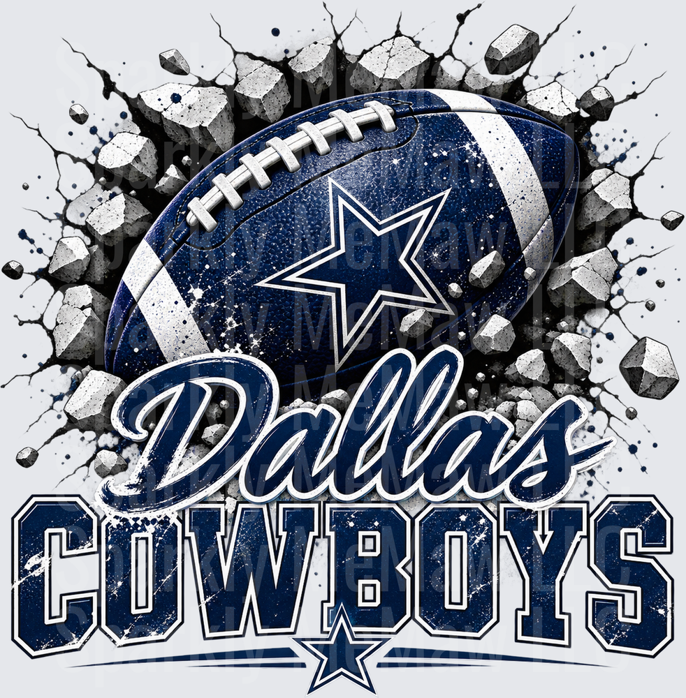 Dallas Cowboys Football Breaking Wall DTF Transfer for Fabrics