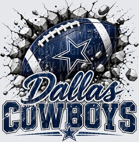 Dallas Cowboys Football Breaking Wall DTF Transfer for Fabrics
