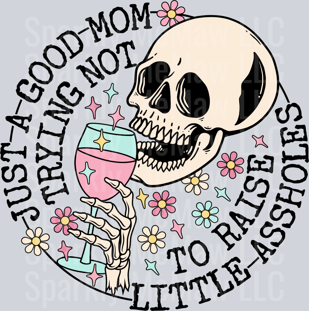 Trying not to raise assholes uv dtf decal (black writing)