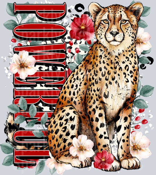 Cheetah with Floral Elements and Mama Text UV DTF Decal