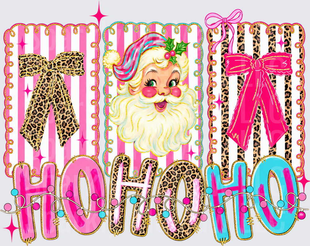 Retro Pink Santa Ho Ho Ho UV DTF Decal