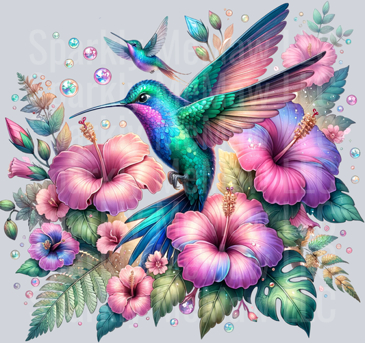 2 Hummingbird Clip Art UV DTF Decal