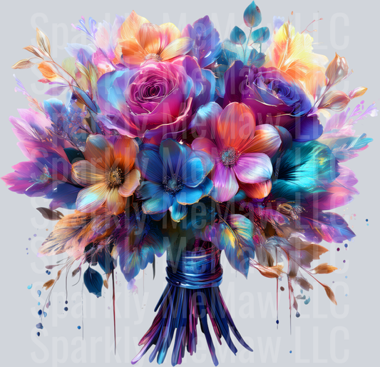 jewel tone floral clipart (87) UV DTF Decal